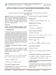 APPLICATIONS OF LAPLACE TRANSFORM IN ENGINEERING …