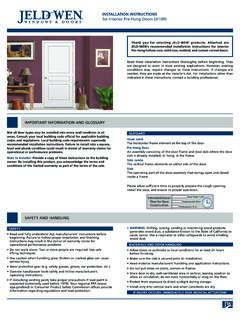 INSTALLATION INSTRUCTIONS for Interior Pre-Hung Doors …