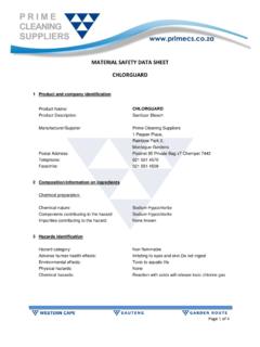 MATERIAL SAFETY DATA SHEET CHLORGUARD