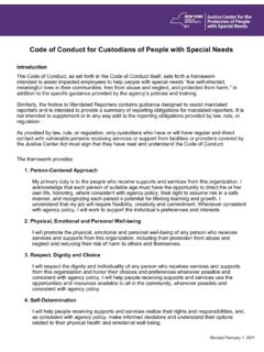 Code of Conduct for Custodians of People with Special Needs