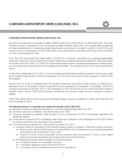 COMPANIES AUDITOR REPORT ORDER (CARO) RULES, 2016