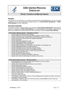 CDC UNIFIED PROCESS CHECKLIST