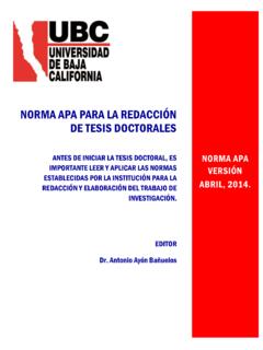 NORMA APA PARA LA REDACCI&#211;N DE TESIS DOCTORALES