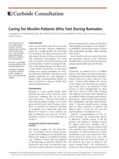 Caring for Muslim Patients Who Fast in Ramadan