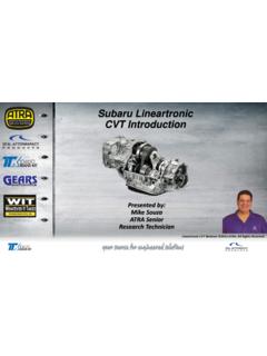 Subaru Lineartronic CVT Introduction - ATRA