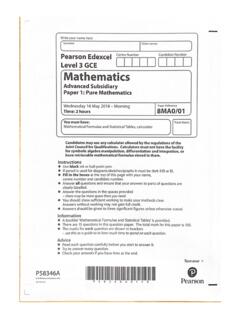 Edexcel Paper 1: Pure Mathematics 8MA0/01 - MME