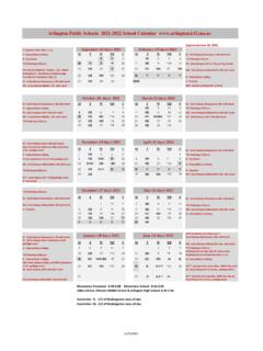 Arlington Public Schools 2021-2022 School Calendar www ...