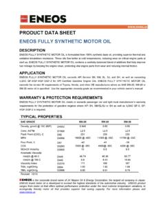 PRODUCT DATA SHEET ENEOS FULLY SYNTHETIC MOTOR OIL
