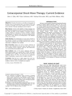 Extracorporeal Shock Wave Therapy: Current Evidence