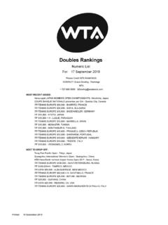 Doubles Rankings - Women's Tennis Association