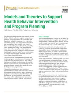 Models and Theories to Support Health Behavior ...