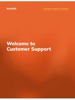 Welcome to Customer Support CUSTOMER SUPPORT …