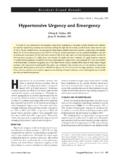 Hypertensive Urgency and Emergency - Hospital …