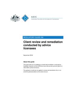 Regulatory Guide RG 256 Client review and remediation ...