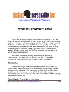 Types of Personality Tests