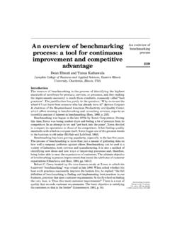 An overview of benchmarking benchmarking process: a tool ...