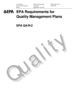 EPA Requirements for Quality Management Plans: EPA …