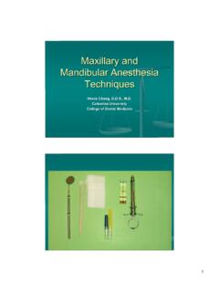 Maxillary and Mandibular Anesthesia Techniques