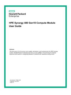 HPE Synergy 480 Gen10 Compute Module User Guide