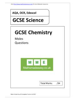 GCSE Chemistry AQA OCR Edexcel. Moles Questions