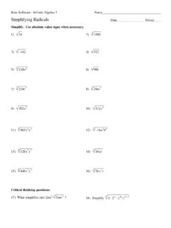 Simplifying Radicals Date Period - Kuta Software LLC