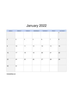 January 2022 - Calendar Date