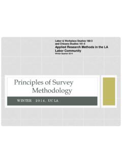 Principles of Survey Methodology - UCLA Labor Center