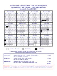 Essex County Council School Term and Holiday Dates for ...