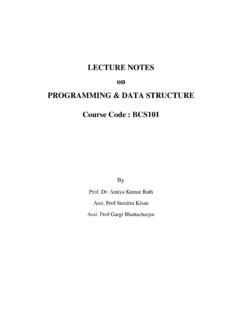 LECTURE NOTES on PROGRAMMING &amp; DATA STRUCTURE …
