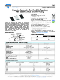 Precision Automotive Thin Film Chip Resistors, AEC-Q200 ...