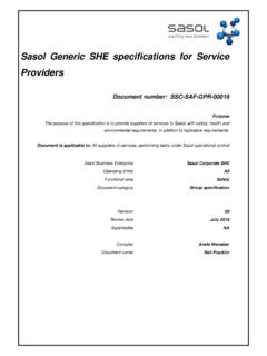 Sasol Generic SHE specifications for Service …