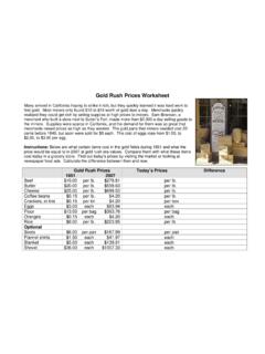Gold Rush Prices Worksheet - California State Parks