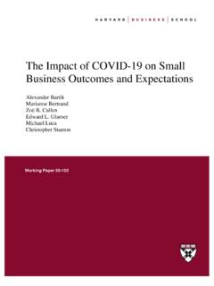 The Impact of COVID-19 on Small Business Outcomes and ...