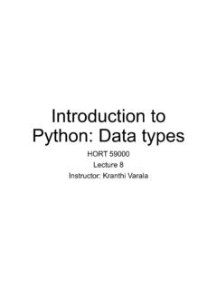 Introduction to Python: Data types - Purdue University