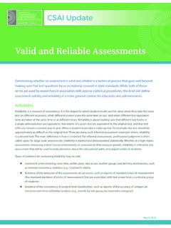 Valid and Reliable Assessments - ed