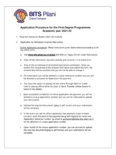 Application Procedure for the First Degree Programmes ...