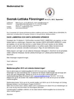 Svensk-Lettiska F&#246;reningen Nr 4 (71) 2015, September
