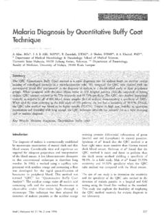 Malaria Diagnosis by Quantitative Buffy Coat …