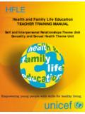 Health and Family Life Education TEACHER TRAINING …