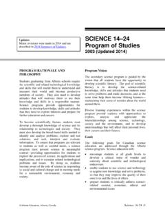 SCIENCE 14–24 Program of Studies - Alberta Education