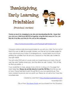 Thanksgiving Early Learning Printables