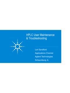 HPLC User Maintenance &amp; Troubleshooting - Agilent
