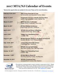 2017 MTA/NJ Calendar of Events