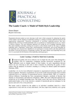 The Leader Coach: A Model of Multi-Style Leadership