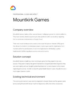 PROFESSIONAL CLOUD ARCHITECT Mountkirk Games