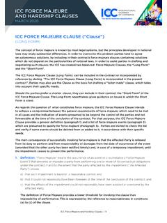 ICC FORCE MAJEURE AND HARDSHIP CLAUSES