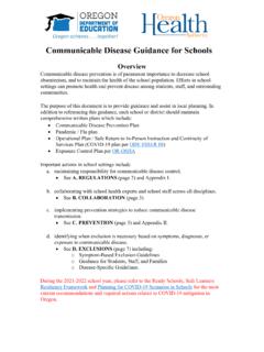 Communicable Disease Guidance for Schools - Oregon
