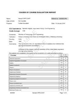 Course by Course Evaluation Report Sample