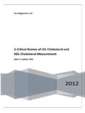 A Critical Review of LDL Cholesterol and HDL Cholesterol ...