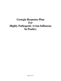 Georgia Response Plan For Highly Pathogenic Avian ...